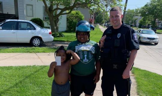 two kids and cop